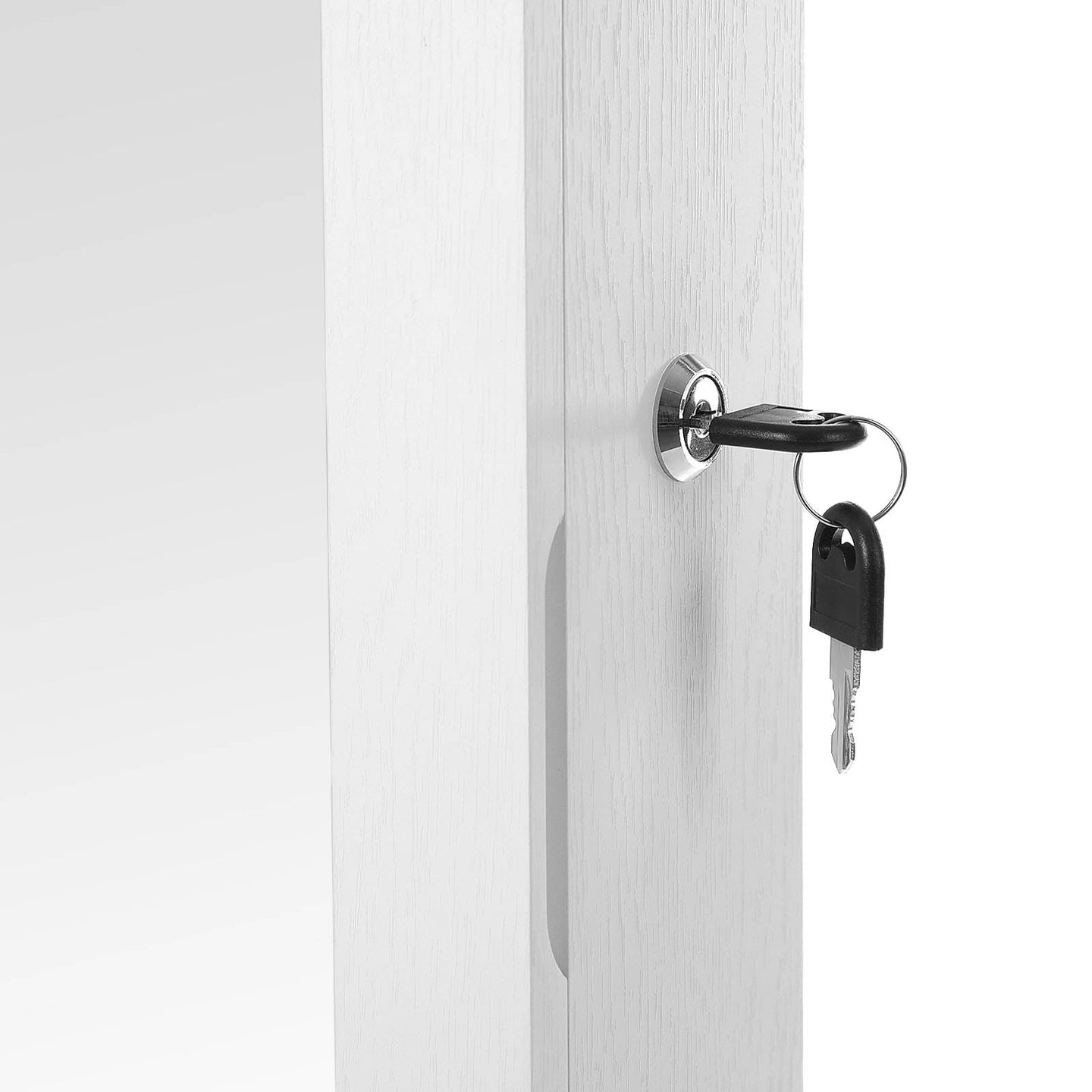 Jewelry Armoire - Wood - White - Wall-Mounted with LED Lighting and Full-Length Mirror