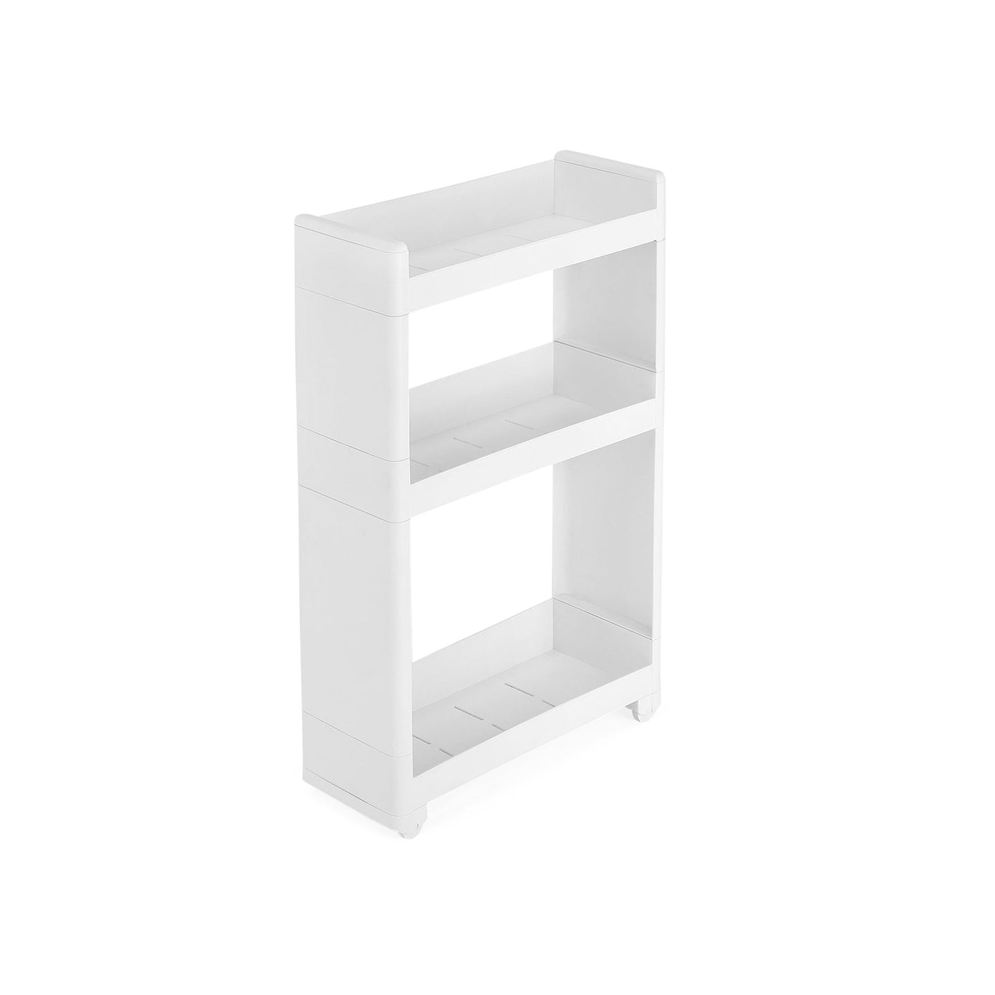 Narrow Storage Rolling Trolley - Metal - White - 3 Shelves for Kitchen