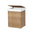 Double Laundry Hamper - Synthetic Rattan - Natural - Foldable with Lid and Removable Liner
