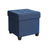Collapsible Cube Ottoman - Fabric - Navy Blue - Versatile Storage and Foot Stool with Wooden Feet