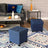 Collapsible Cube Ottoman - Fabric - Navy Blue - Versatile Storage and Foot Stool with Wooden Feet
