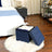 Collapsible Cube Ottoman - Fabric - Navy Blue - Versatile Storage and Foot Stool with Wooden Feet