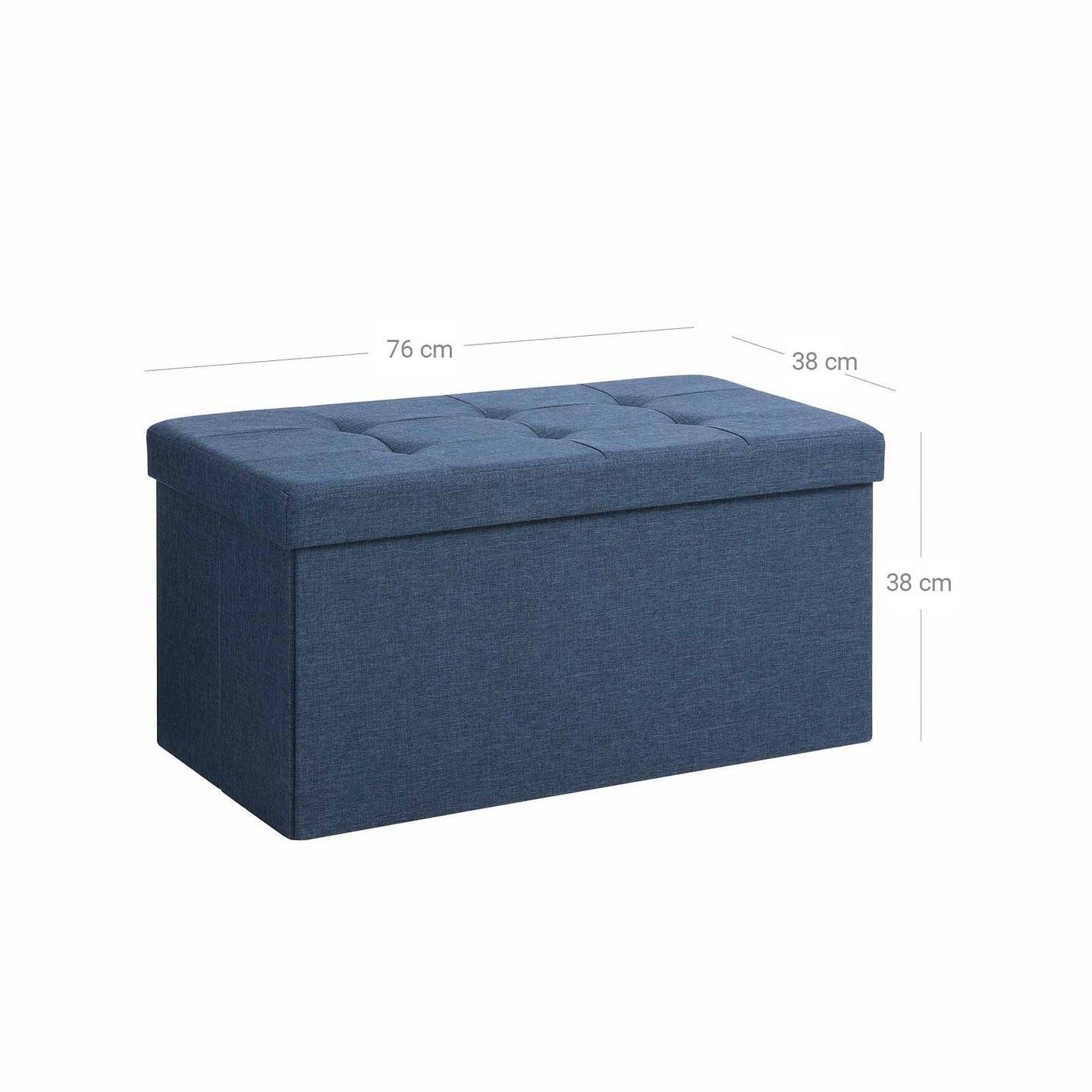 Storage Ottoman - Fabric - Navy Blue - Foldable with 80L Capacity