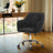 Office Chair - Cotton-Linen Fabric - Black - Adjustable Height