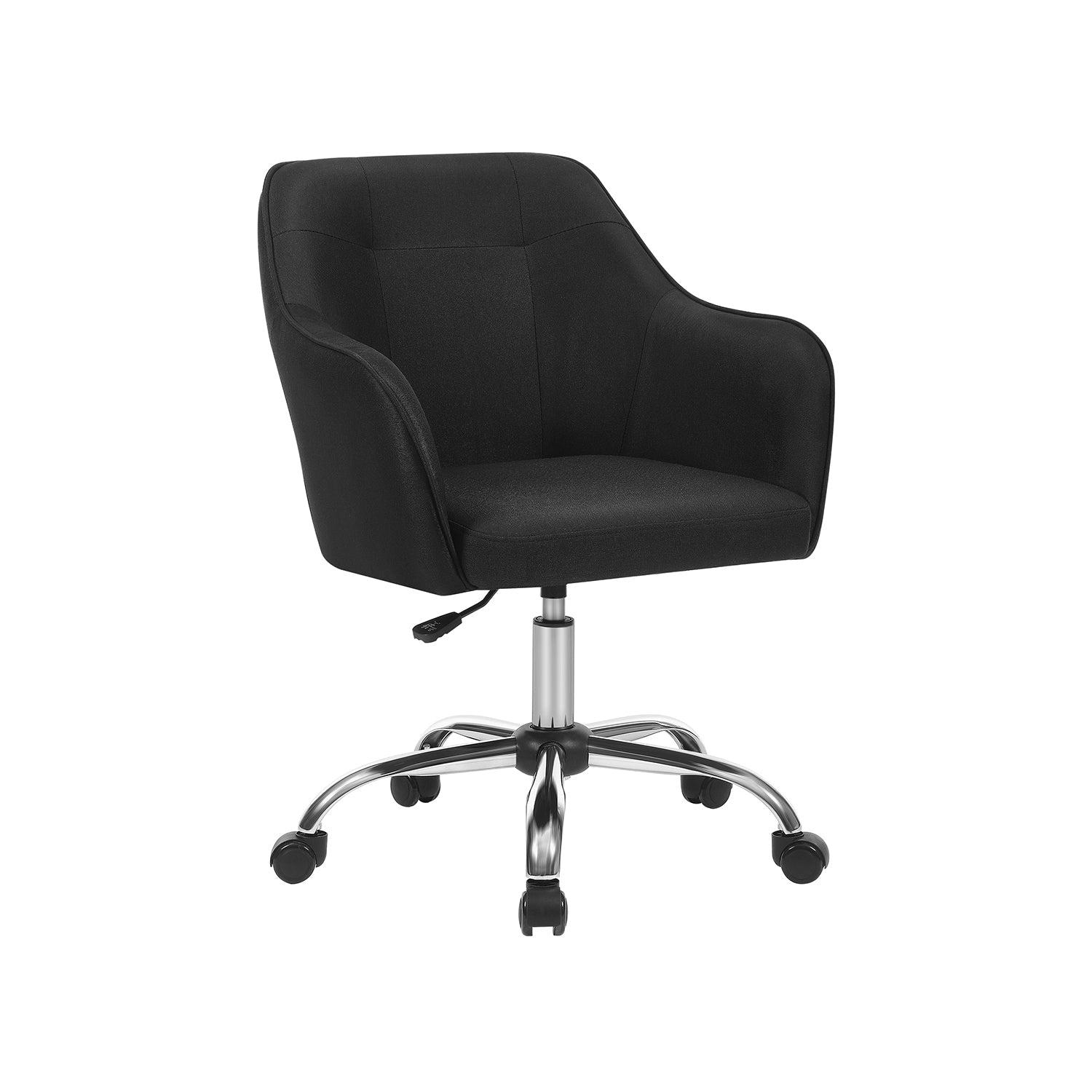 Office Chair - Linenette Fabric - Black - Ergonomic Swivel Design with Armrests