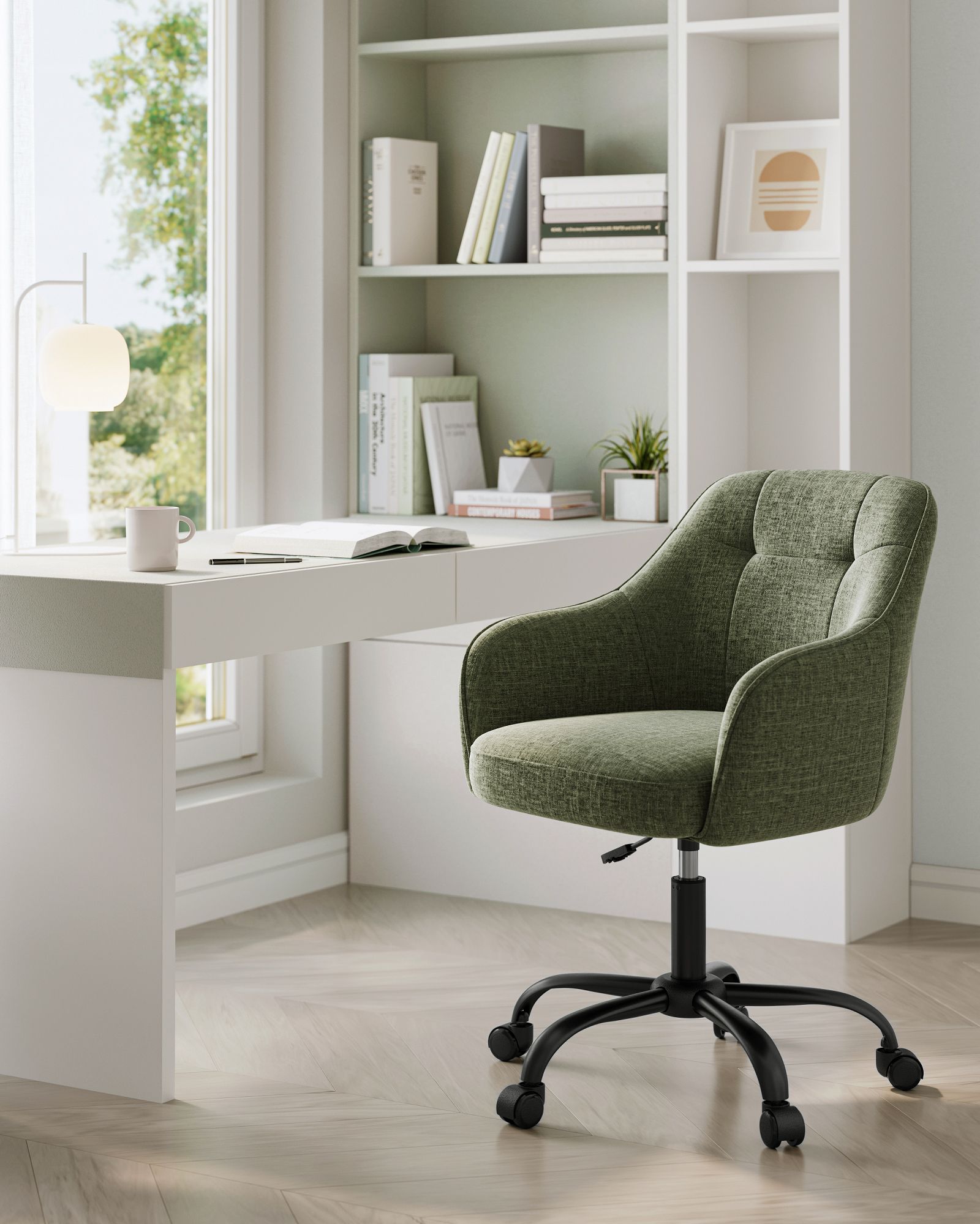 Office Chair - Linenette Fabric - Green - Ergonomic