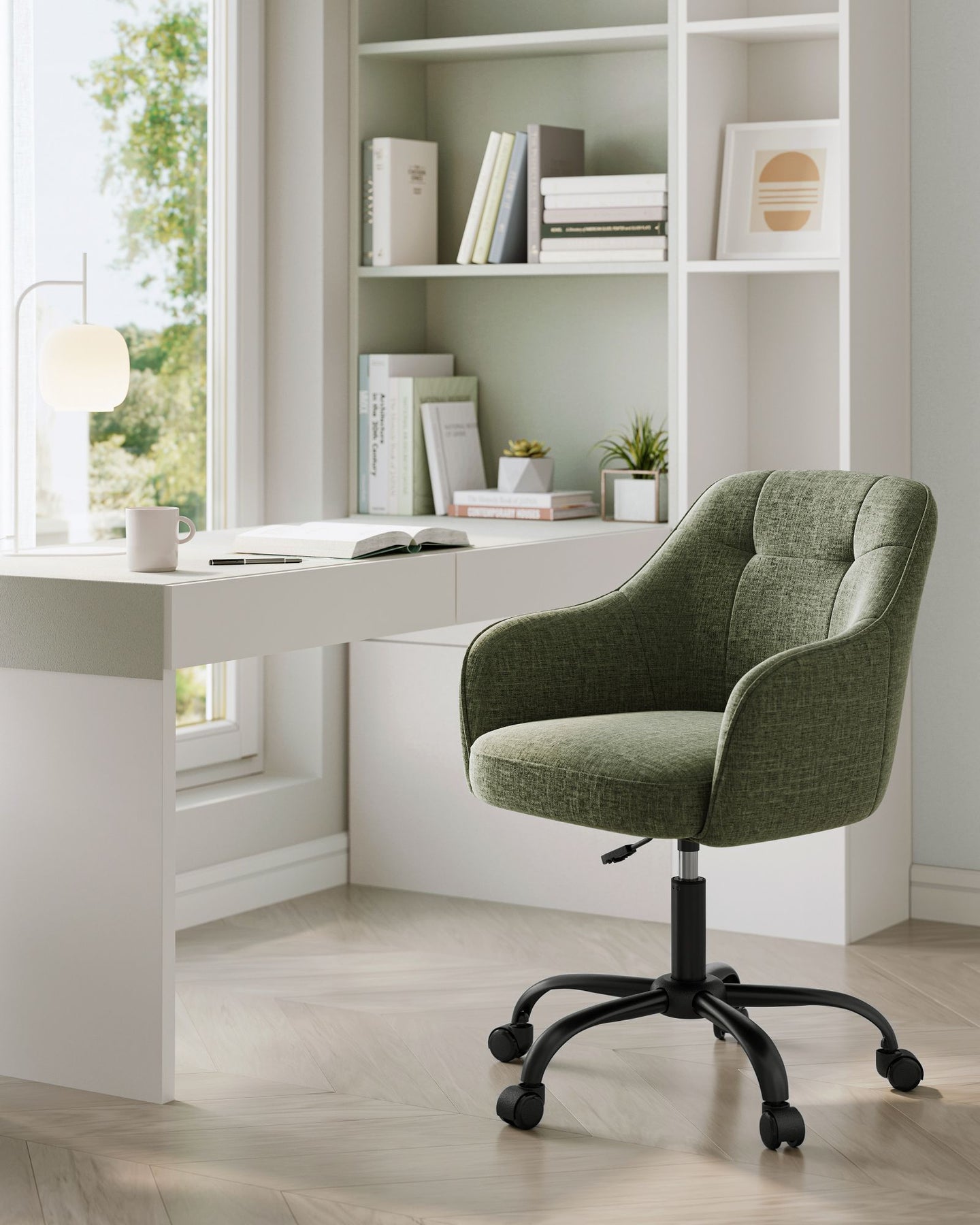 Office Chair - Linenette Fabric - Green - Ergonomic