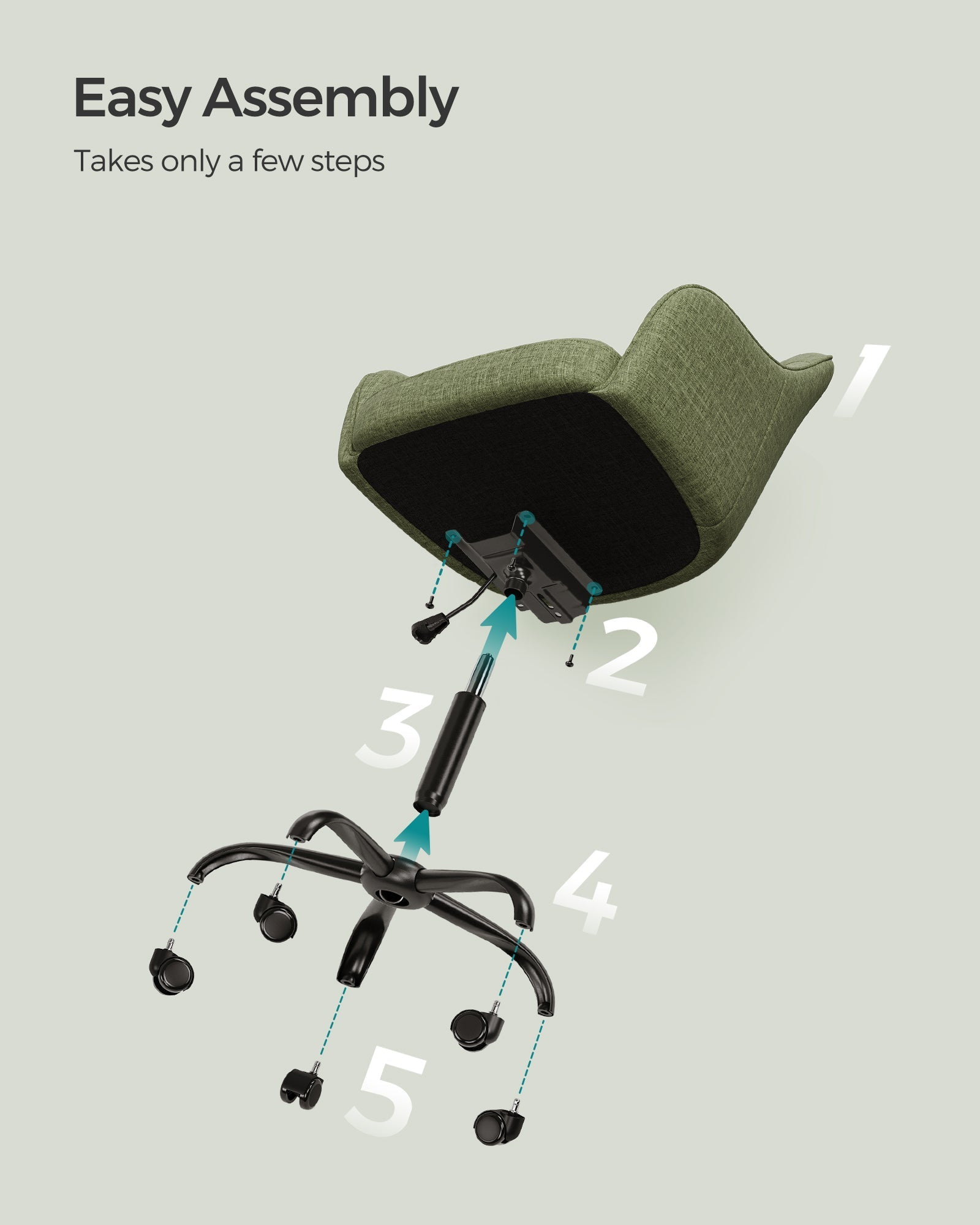 Office Chair - Linenette Fabric - Green - Ergonomic