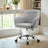 Adjustable Desk Chair - Cotton-Linen Fabric - Grey - Armrests and 110 kg Load Capacity