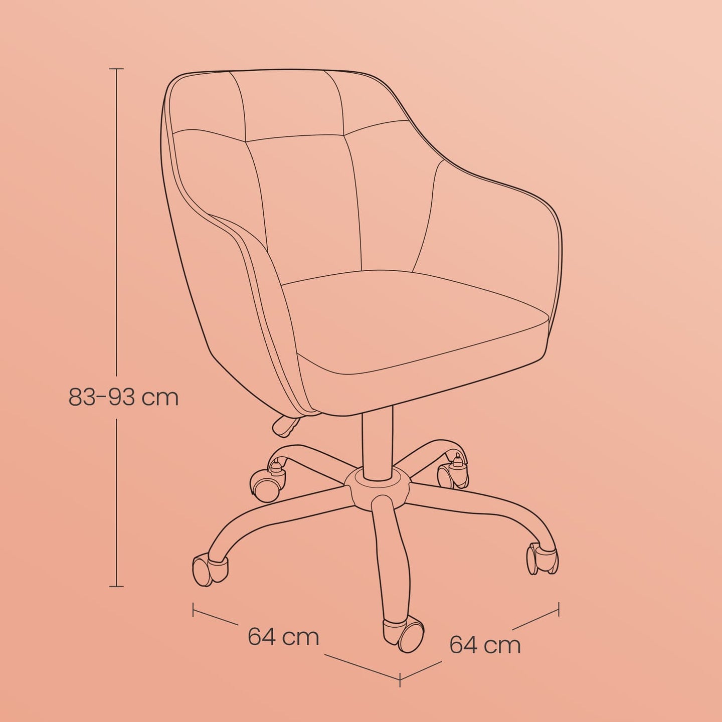 Office Chair - Cotton-Linen Fabric - Black - Adjustable Height