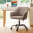 Office Chair - Cotton-Linen Fabric - Brown - Adjustable Height with Armrests