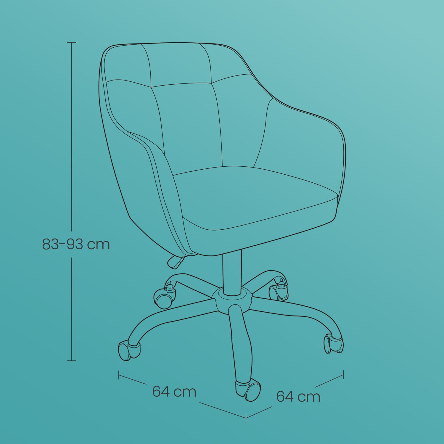 Office Chair - Cotton-Linen Fabric - Brown - Adjustable Height with Armrests