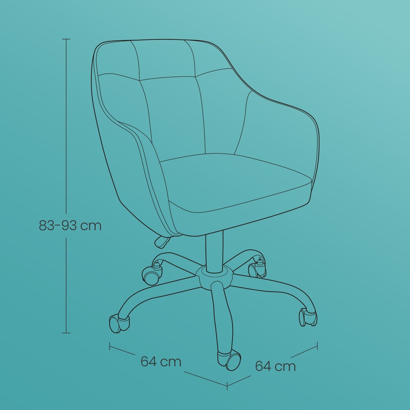 Office Chair - Cotton-Linen Fabric - Brown - Adjustable Height with Armrests