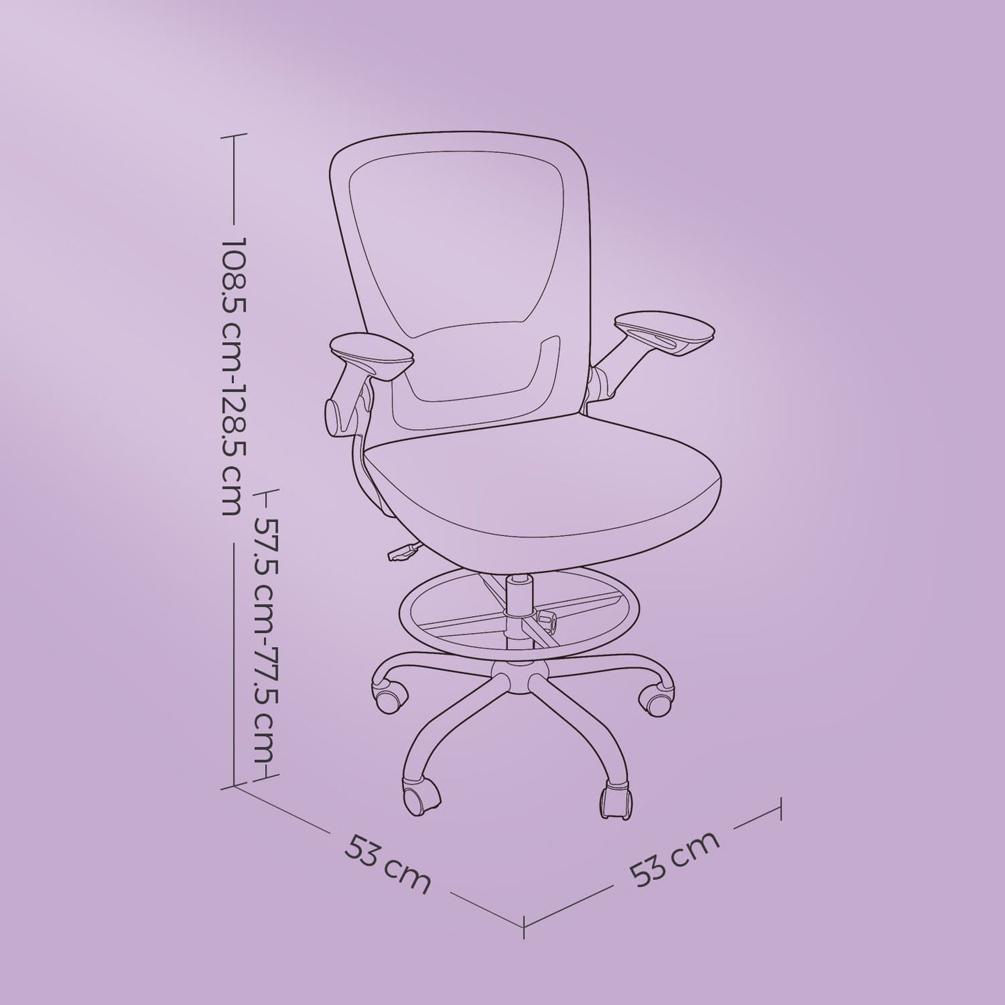 Ergonomic Mesh Office Chair - Black - Adjustable Lumbar Support and Flip-up Armrests