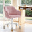 Office Chair - Cotton-Linen Fabric - Pink - Adjustable Height with Armrests