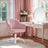 Office Chair - Cotton-Linen Fabric - Pink - Adjustable Height with Armrests