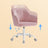 Office Chair - Cotton-Linen Fabric - Pink - Adjustable Height with Armrests