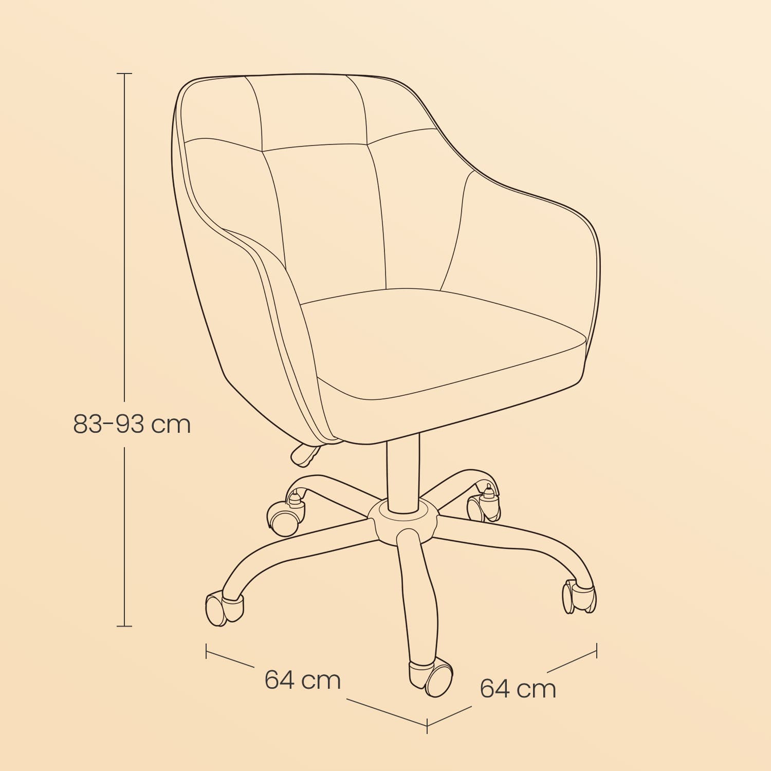 Office Chair - Cotton-Linen Fabric - Pink - Adjustable Height with Armrests