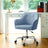 Office Chair - Cotton-Linen Fabric - Blue - Adjustable Height with Armrests