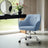 Office Chair - Cotton-Linen Fabric - Blue - Adjustable Height with Armrests