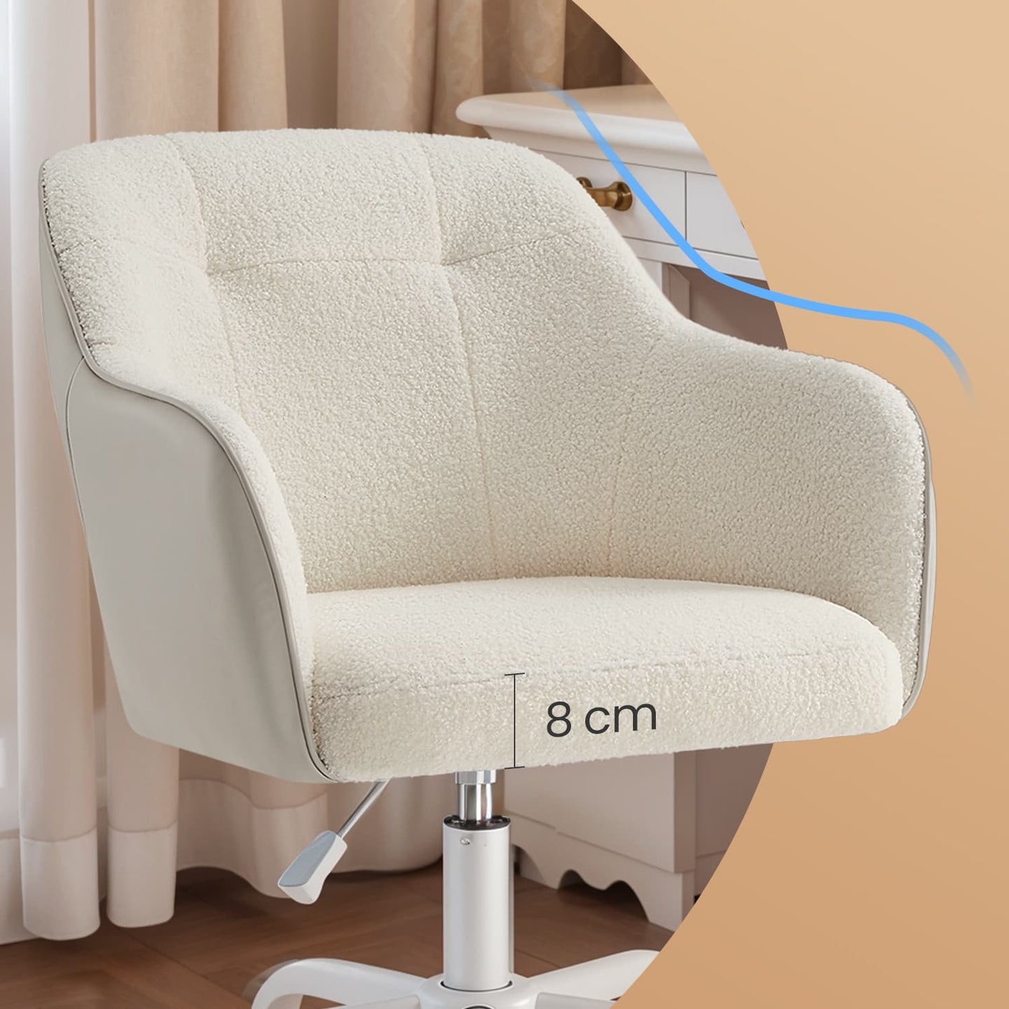 Accent Chair - Cotton-Linen Fabric - Beige - Adjustable Height