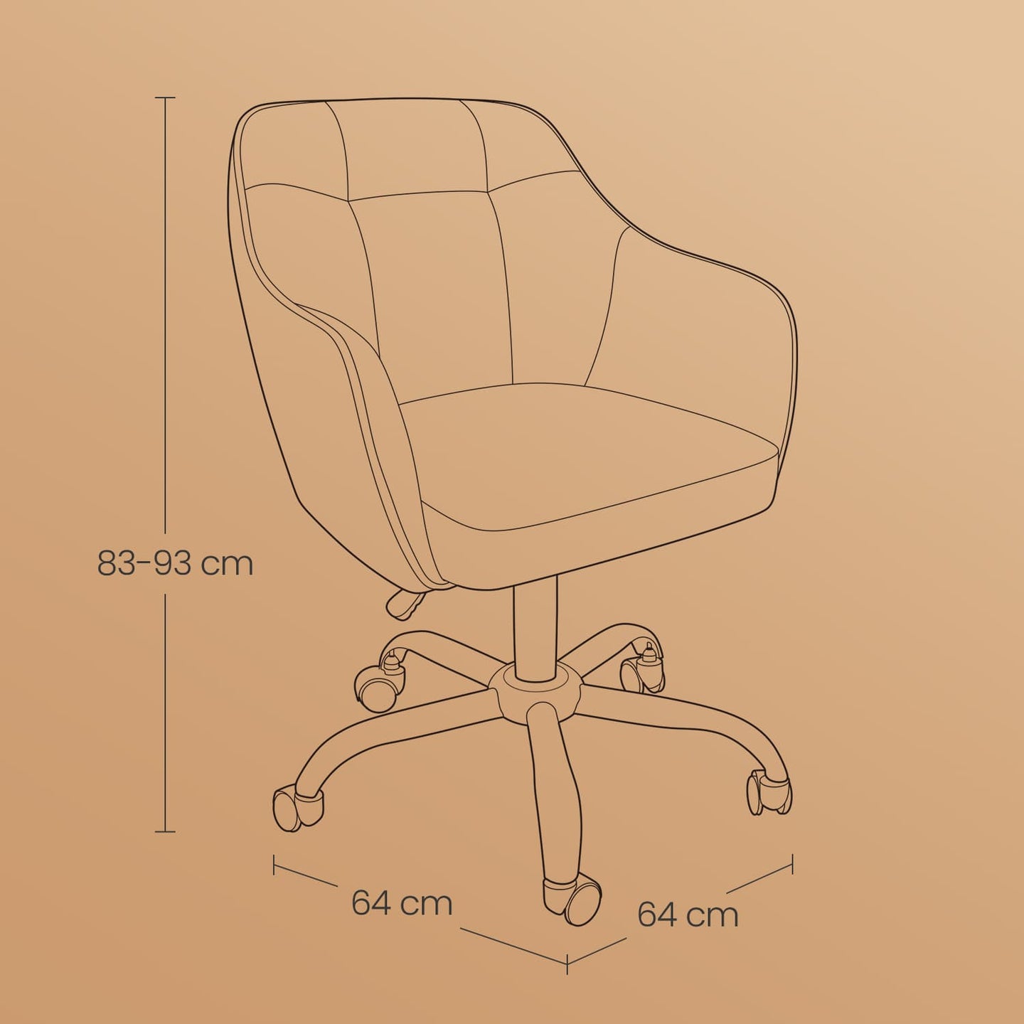 Accent Chair - Cotton-Linen Fabric - Beige - Adjustable Height