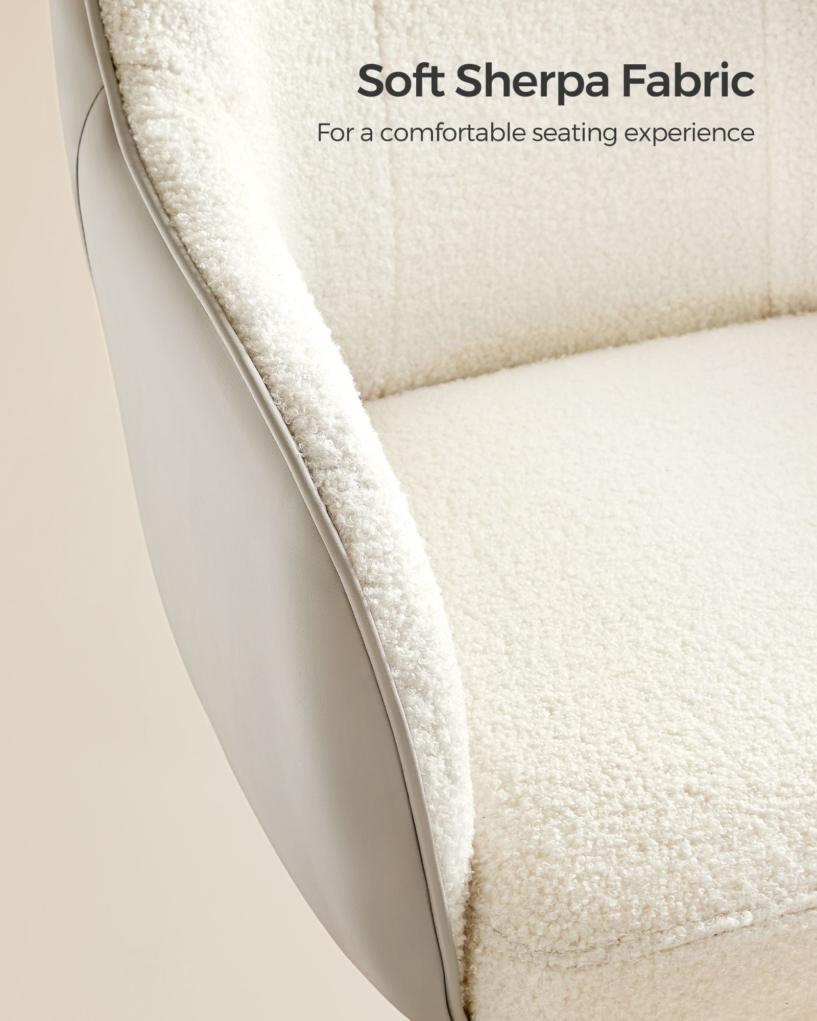 Swivel Desk Chair - Linenette Fabric - Cappuccino Beige - Ergonomic and Height Adjustable