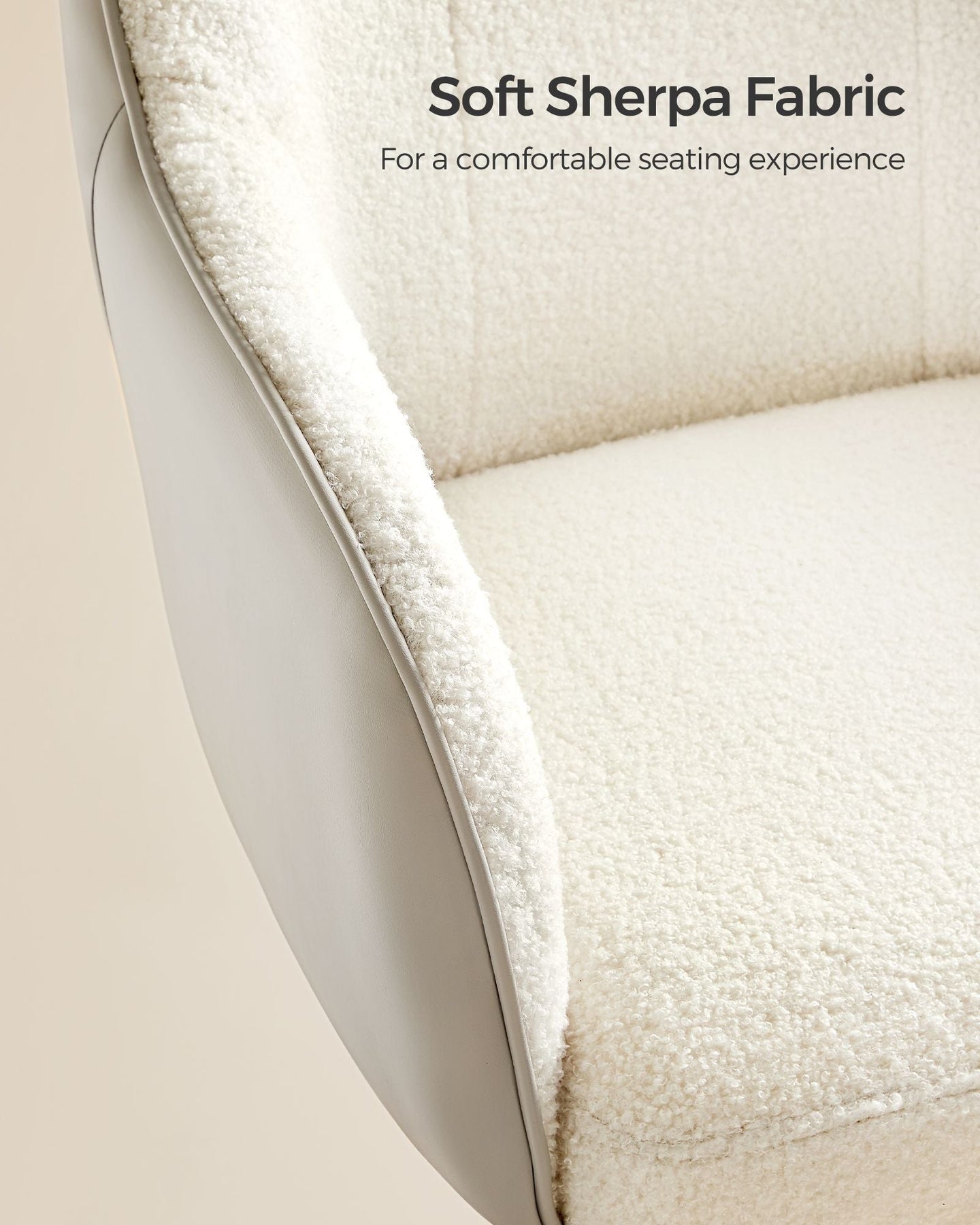 Swivel Desk Chair - Linenette Fabric - Cappuccino Beige - Ergonomic and Height Adjustable
