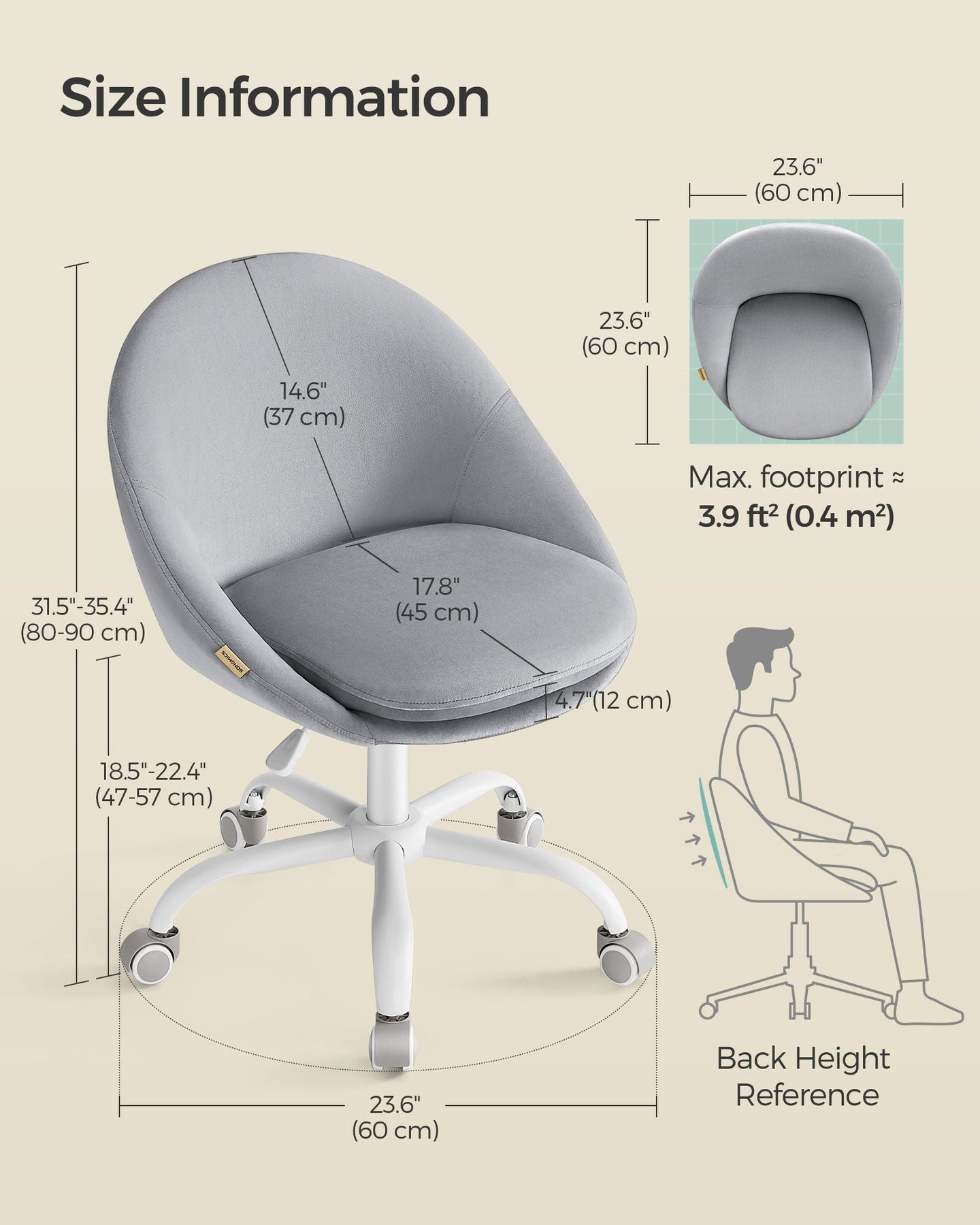 Swivel Chair - Velvet - Dove Grey - Foam Padding