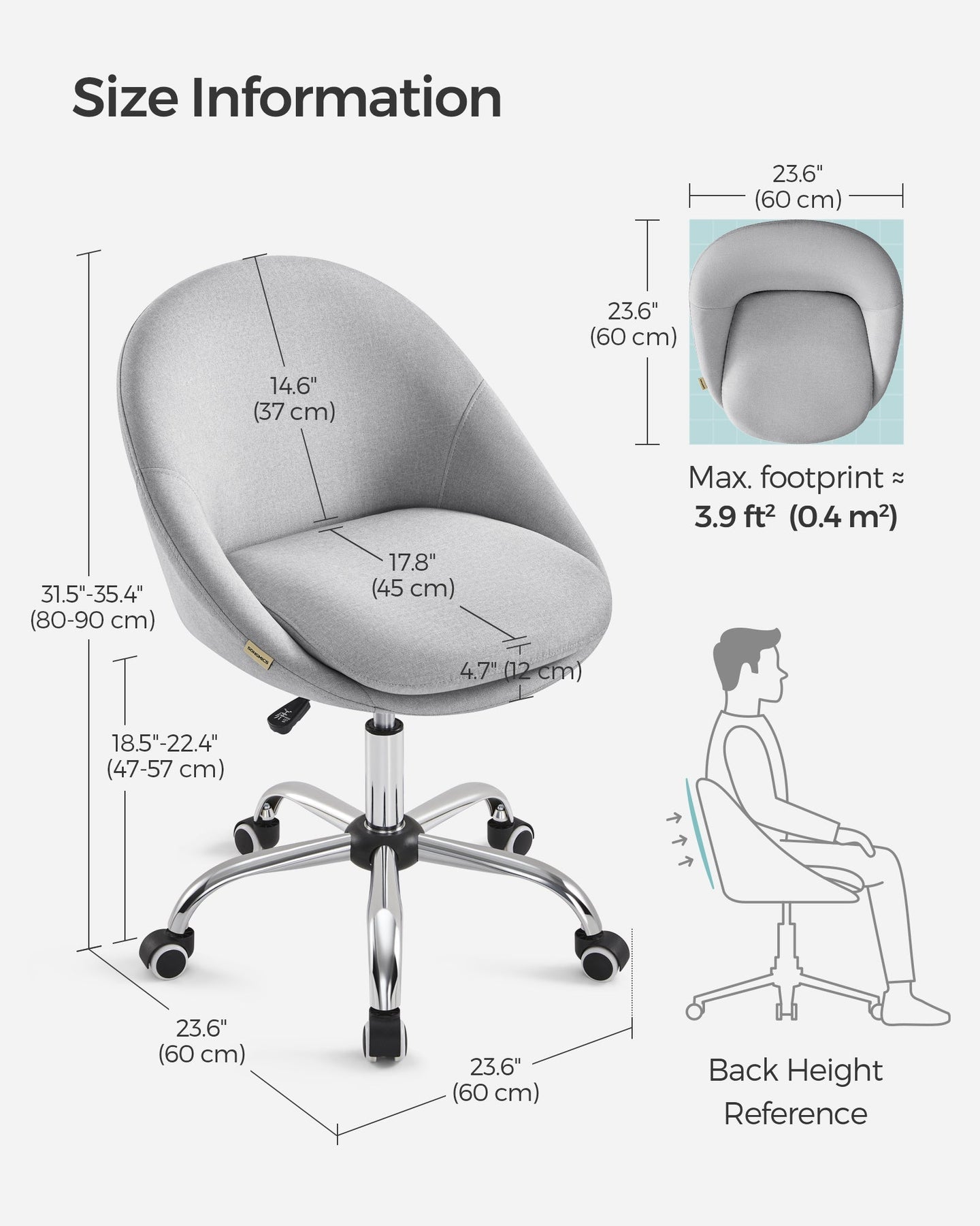 Office Chair - Foam - Dove Grey - Swivel Design with Adjustable Height