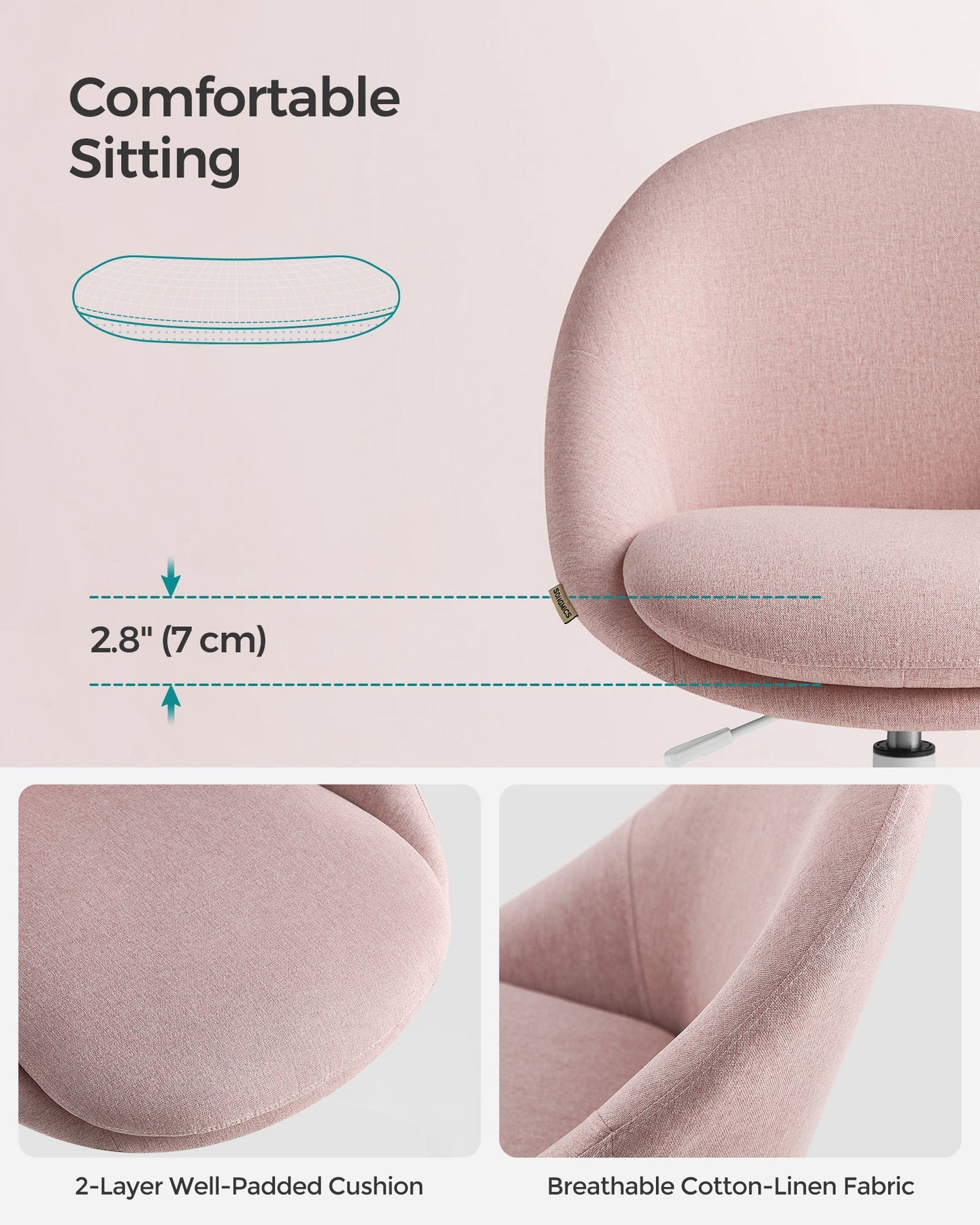 Swivel Office Chair - Foam Padding - Adjustable Height