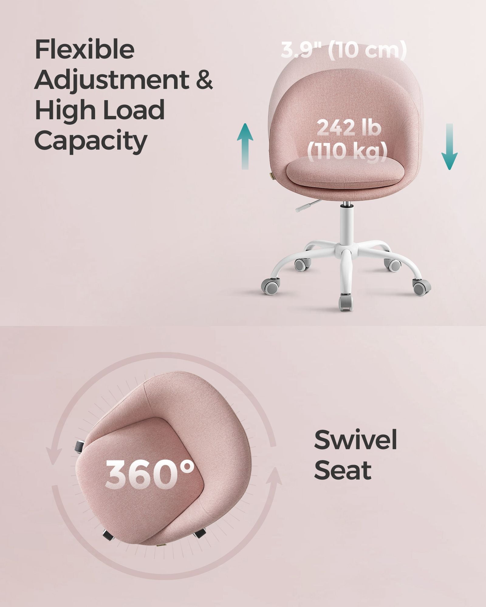 Swivel Office Chair - Foam Padding - Adjustable Height