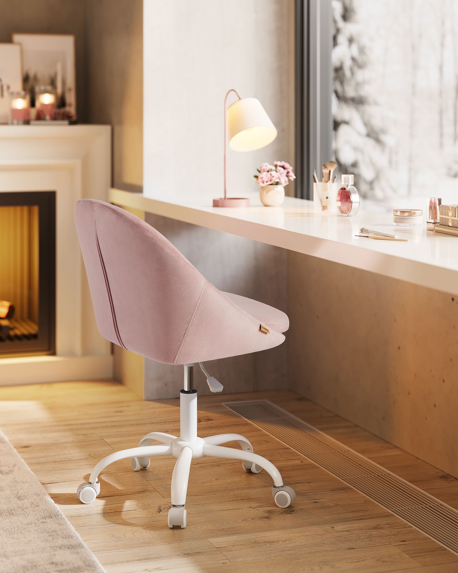 Swivel Chair - Velvet - Jelly Pink - Foam Padding