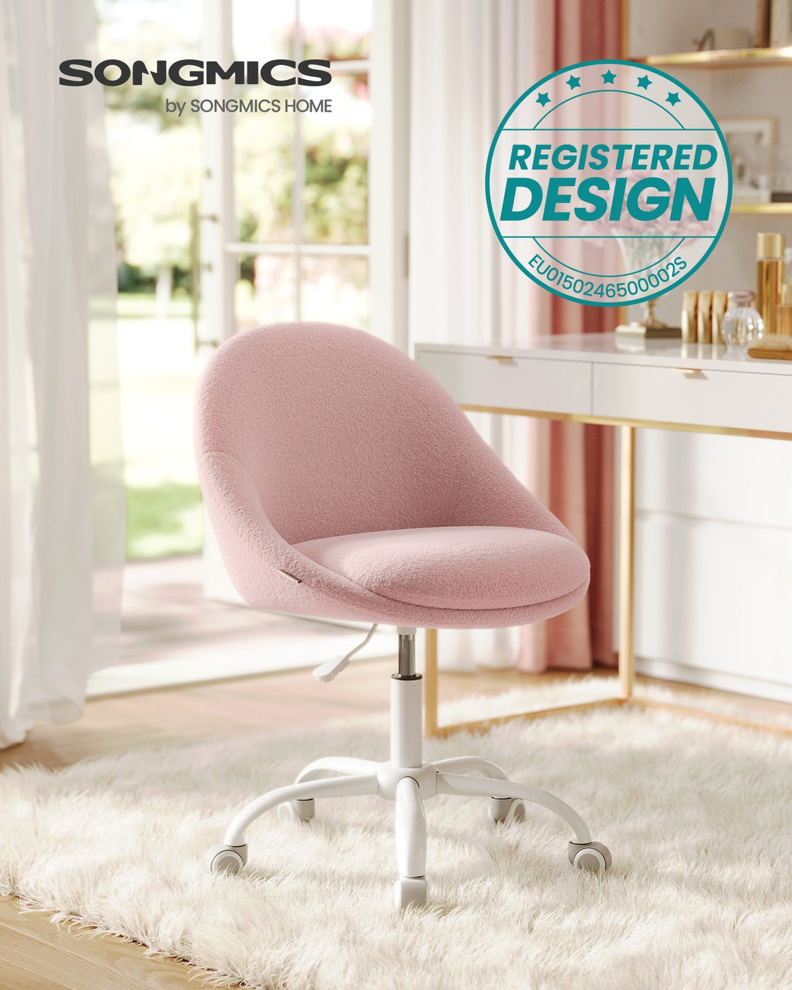 Office Chair - Teddy Fleece and Foam - Jelly Pink