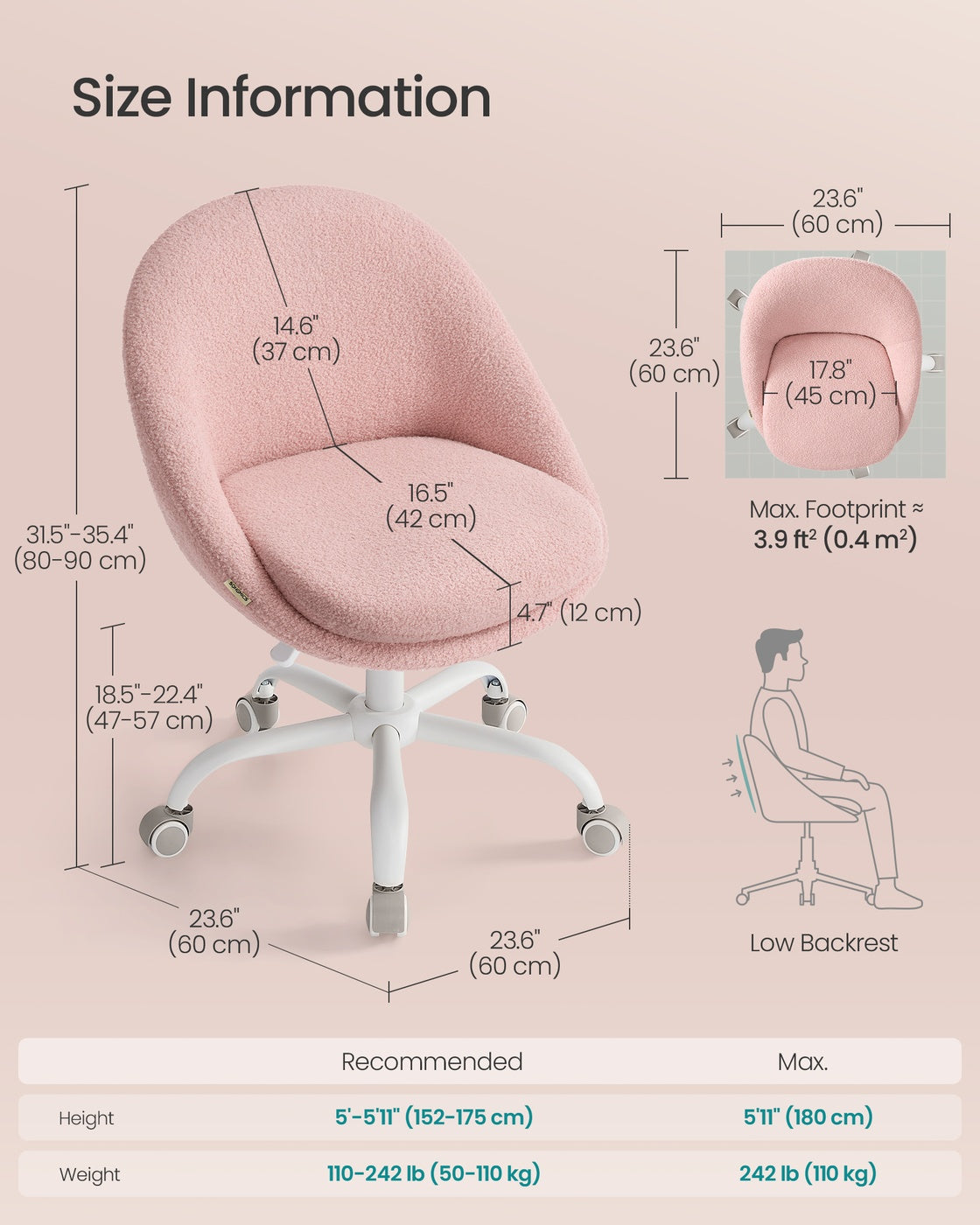 Office Chair - Teddy Fleece and Foam - Jelly Pink