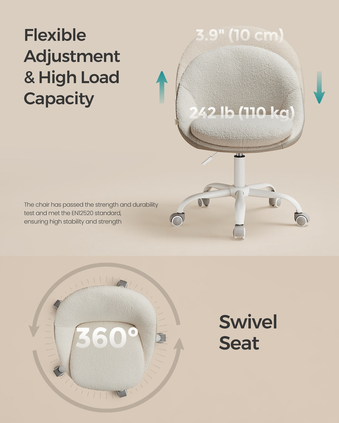 Office Chair - Teddy Fleece and Foam - Jelly Pink