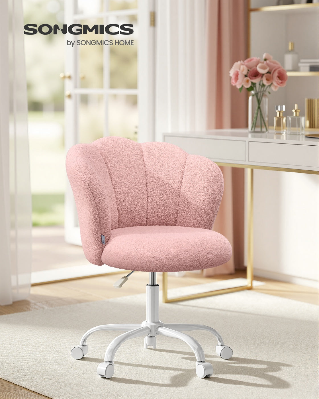 Swivel Office Desk Chair - Foam and PU Plastic - Jelly Pink