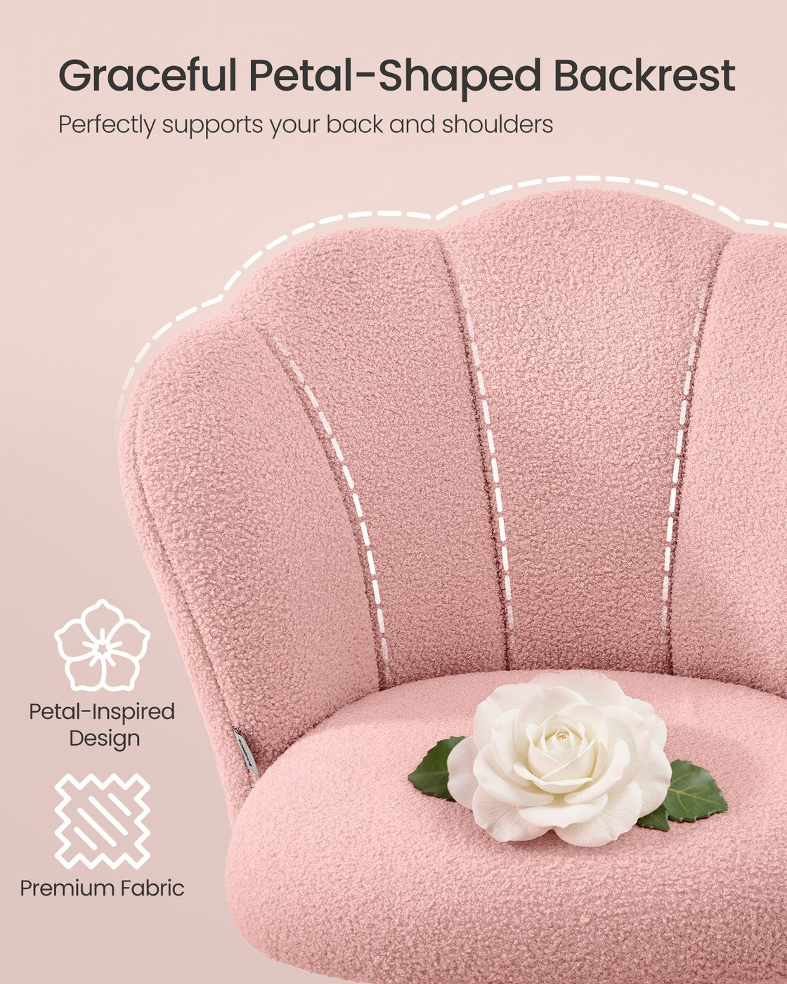Swivel Office Desk Chair - Foam and PU Plastic - Jelly Pink