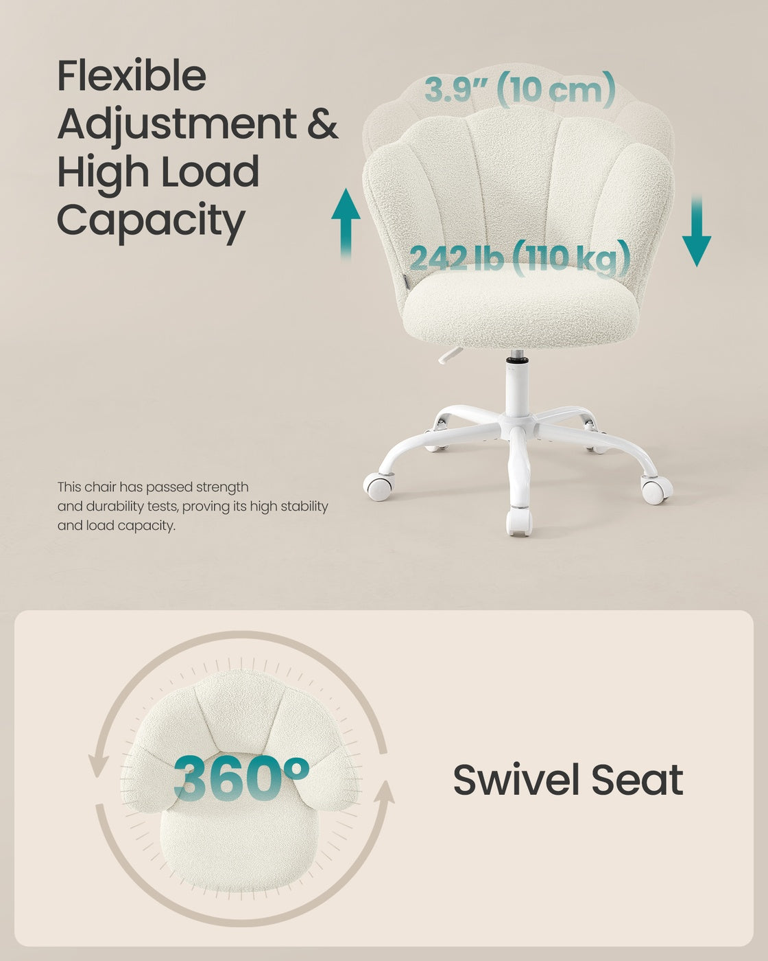 Swivel Office Desk Chair - Adjustable Height