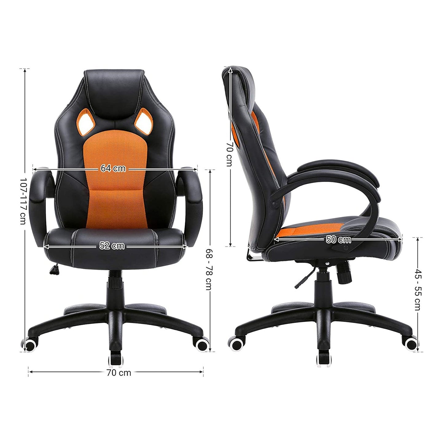 Swivel Computer Chair - PU - Blue - Racing Sport Design with Tilt Function