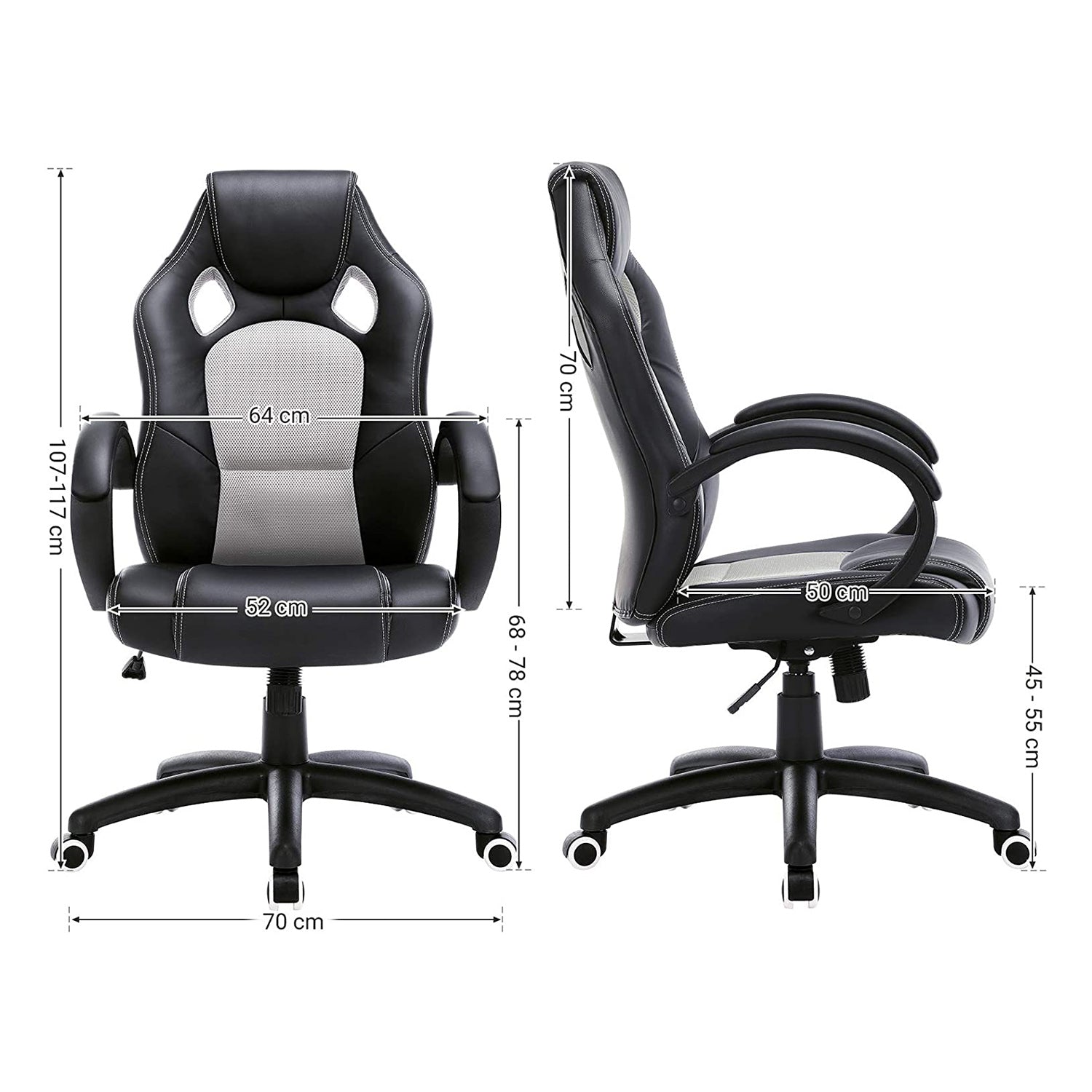 Swivel Computer Chair - PU - Blue - 360-Degree Tilt Function