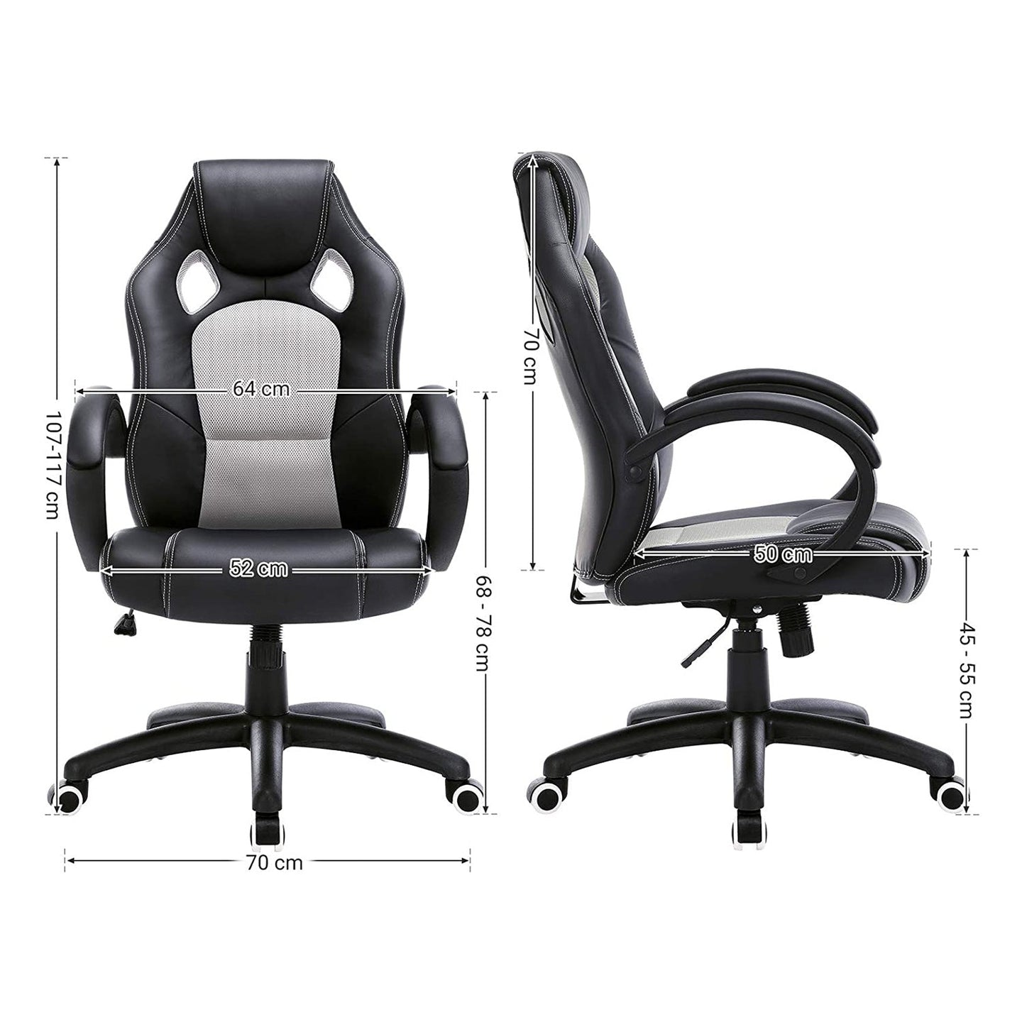 Swivel Computer Chair - PU - Blue - 360-Degree Tilt Function
