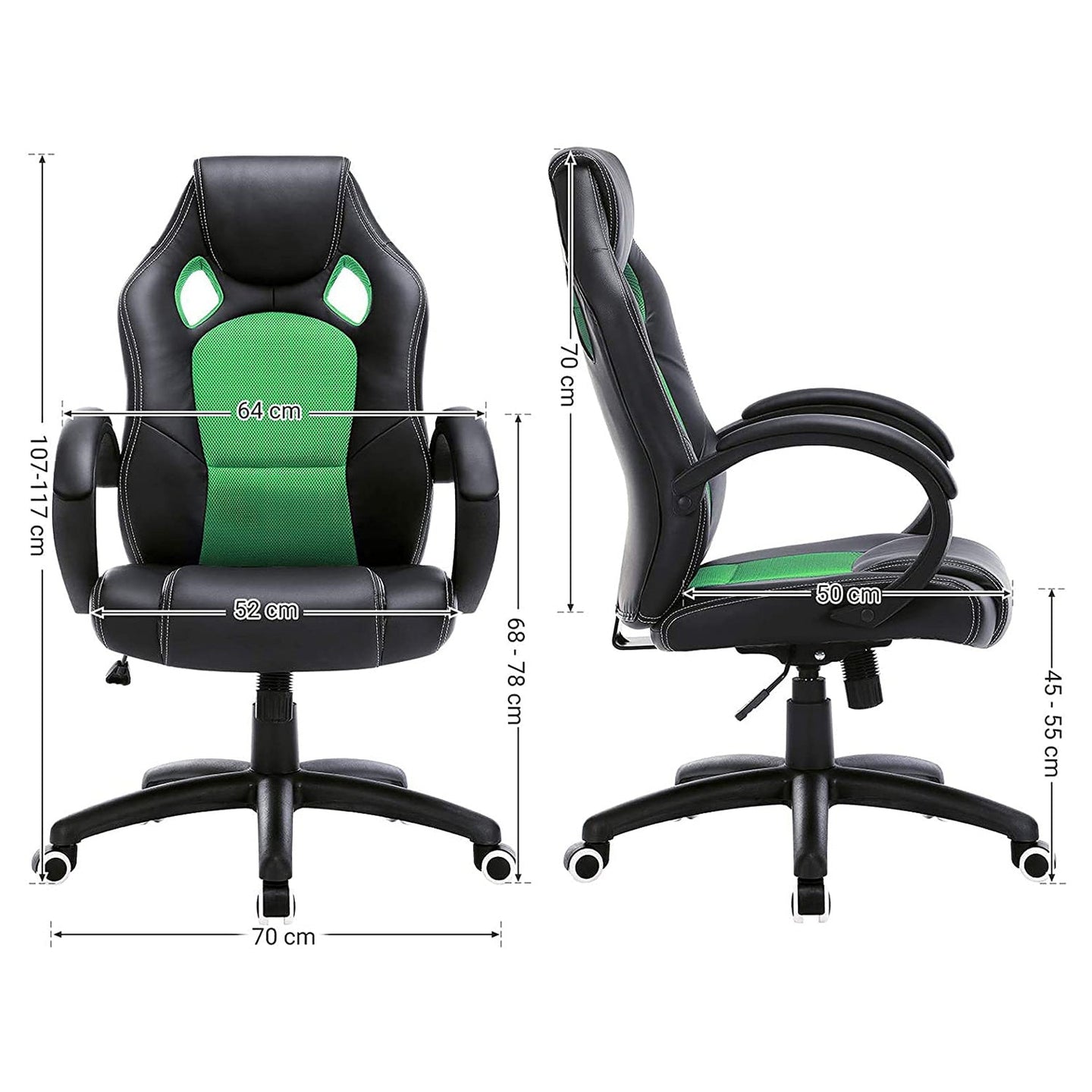 Swivel Computer Chair - PU - Blue - 360-Degree Tilt Function
