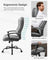 Swivel Office Chair - PU Leather - Dove Grey and Ink Black - High Back with Armrests and Tilt Function