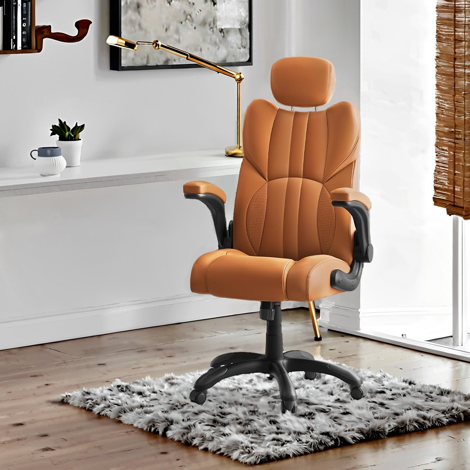 Ergonomic Gaming Chair - PU - Brown - Adjustable Headrest