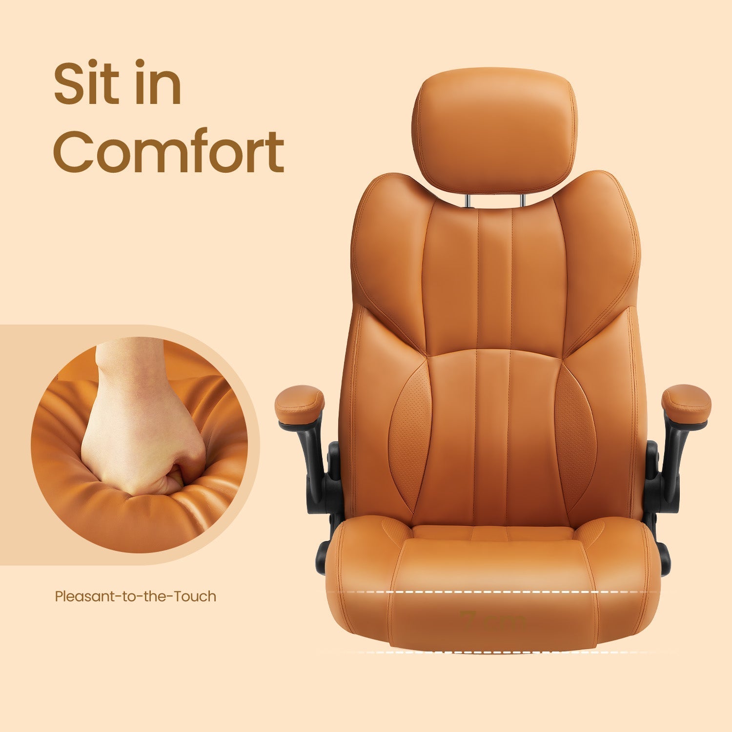 Ergonomic Gaming Chair - PU - Brown - Adjustable Headrest