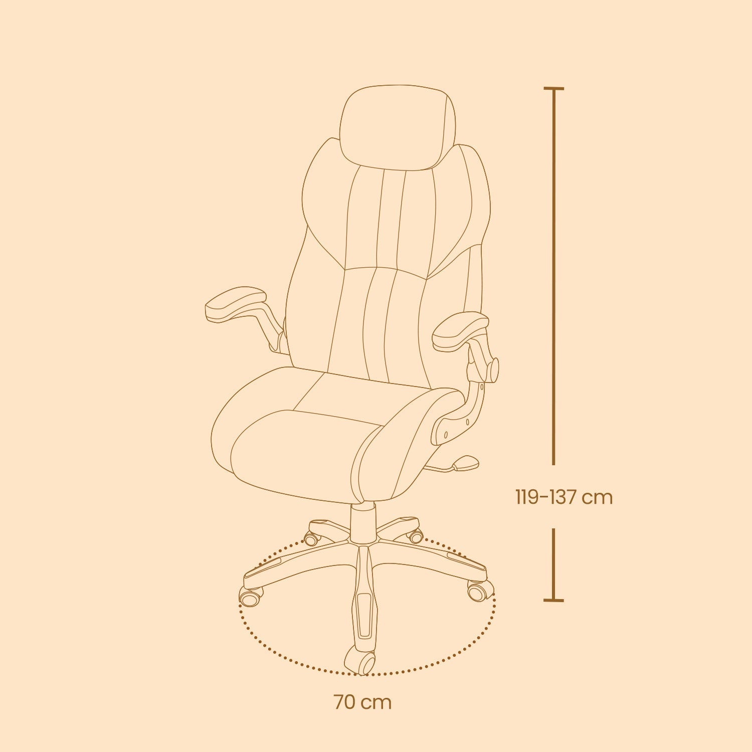 Ergonomic Gaming Chair - PU - Brown - Adjustable Headrest