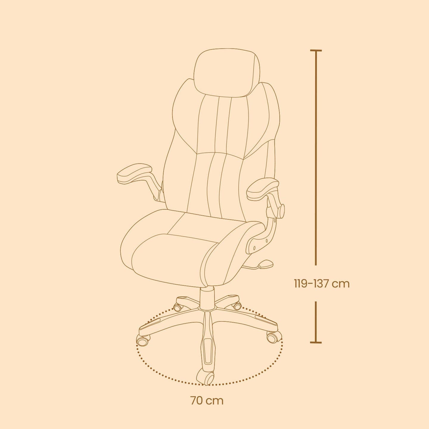 Ergonomic Gaming Chair - PU - Brown - Adjustable Headrest
