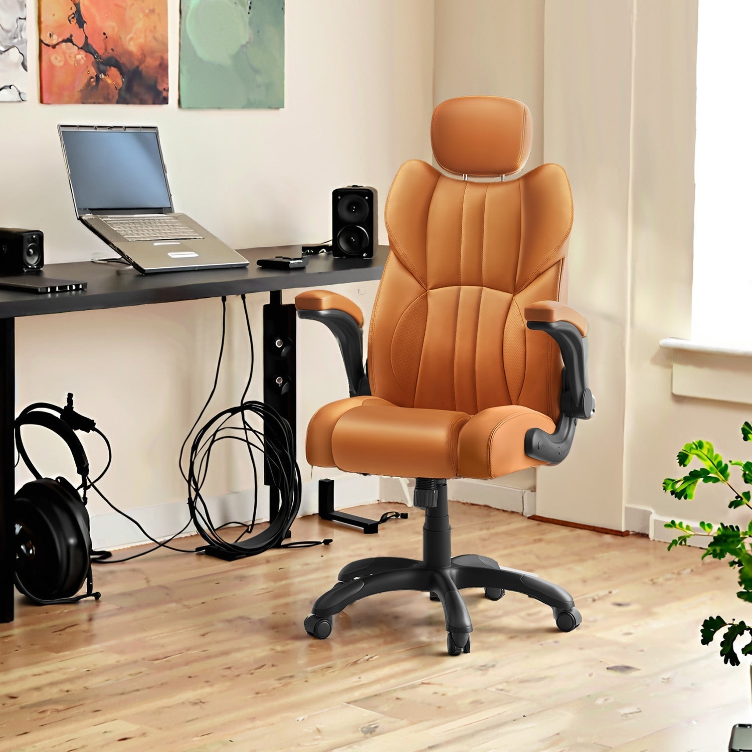 Ergonomic Gaming Chair - PU - Brown - Adjustable Headrest