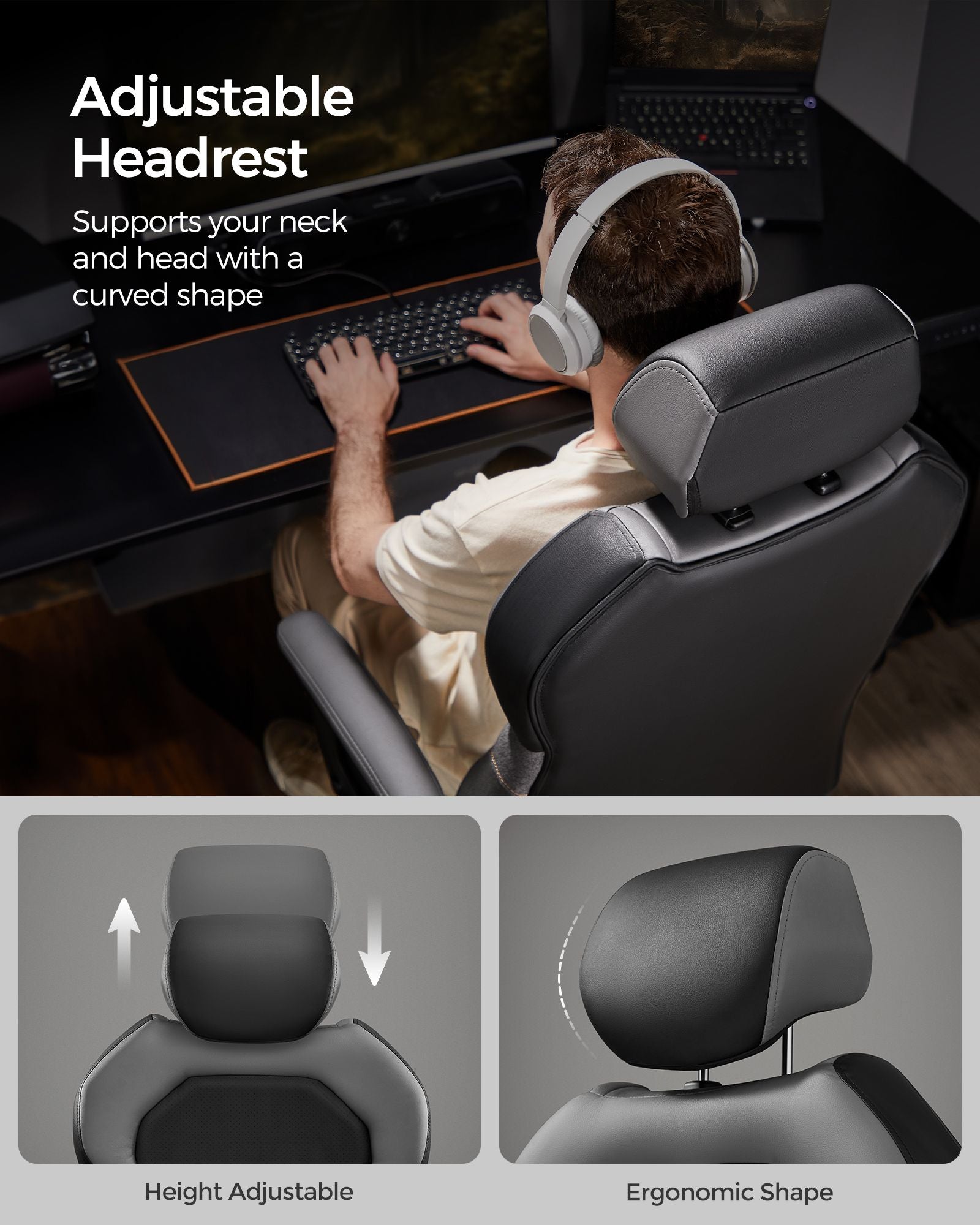 Office Chair - PU - Classic Black - Height Adjustable